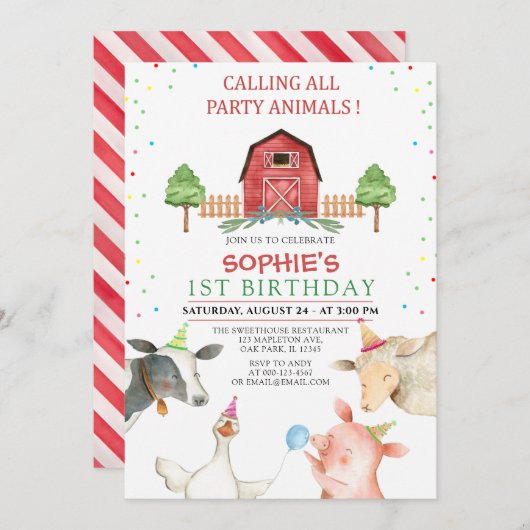 Minimale werf van boerderijdieren kaart (Voorkant / Achterkant)