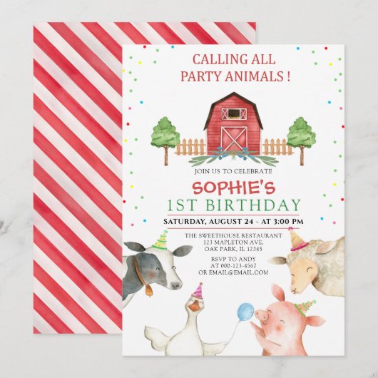 Minimale werf van boerderijdieren kaart (Voorkant / Achterkant)