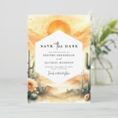 Minimale Westerne Cactus bruiloft Save The Date (Staand voorkant)