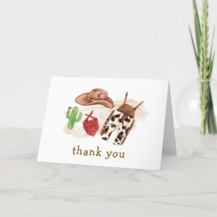 Minimale Westerne Desert Cactus Cowboy Baby shower Bedankkaart