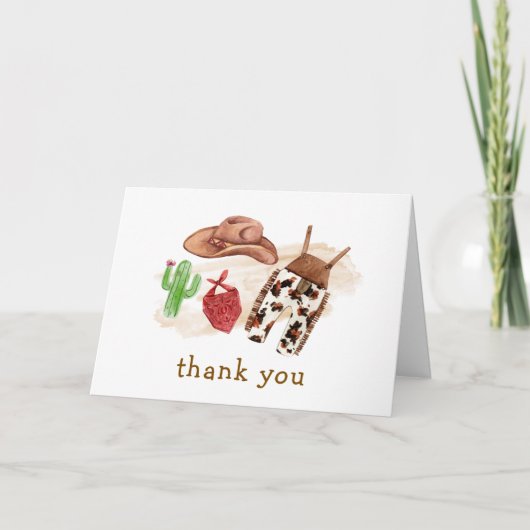 Minimale Westerne Desert Cactus Cowboy Baby shower Bedankkaart (Voorkant)