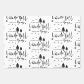 Minimale White Black Merry-kerstcadeau Inpakpapier Vel (Voorkant 3)