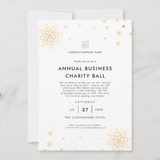 Minimale White Business Christmas Party Fundraiser Kaart (Voorkant)