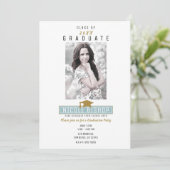 Minimale White Modern Photo Graduparty Kaart (Staand voorkant)