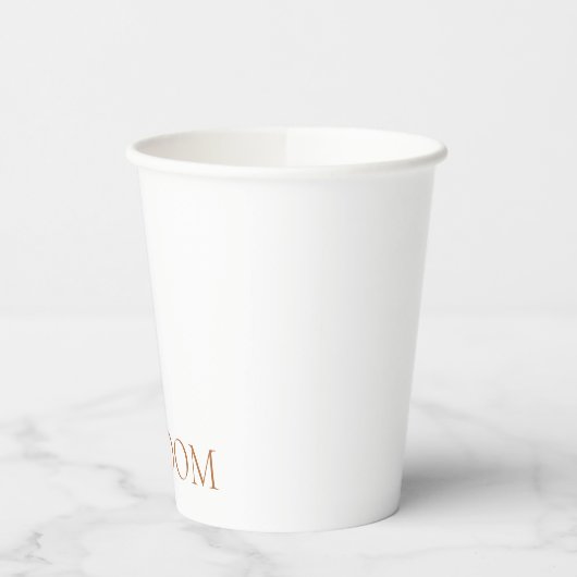 Minimale whitepaper over whitepaper en terracotta- papieren bekers (Links)