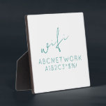 Minimale WiFi-wachtwoordcode Fotoplaat<br><div class="desc">Houd uw gasten verbonden met dit stijlvolle, minimale Teken van het Wachtwoord van WiFi. Deze plaque heeft een eenvoudig, maar modern design met een elegant turquoise-lettertype op een eenvoudige schone witte achtergrond. Het is perfect om uw WiFi-wachtwoord op een manier weer te geven die zowel functioneel als decoratief is. Dankzij...</div>