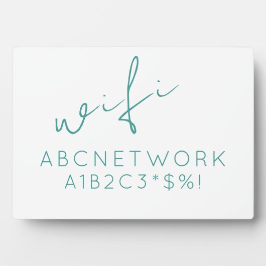 Minimale wifi-wachtwoordcode Turquoise Fotoplaat (voorkant)