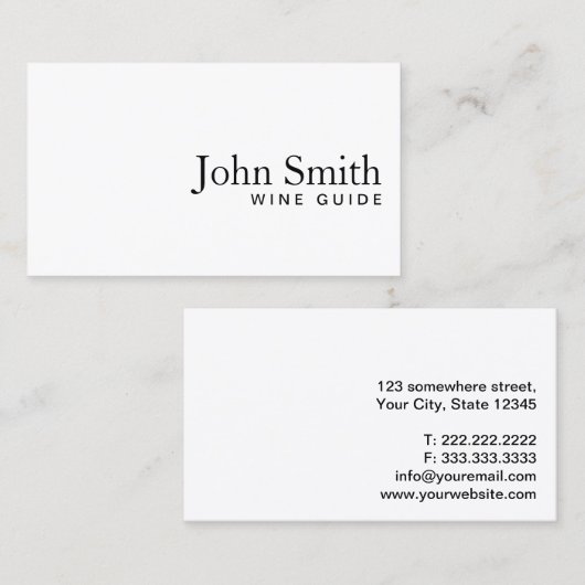 Minimale Wijngids Sommelier Visitekaartje (Voorkant / Achterkant)