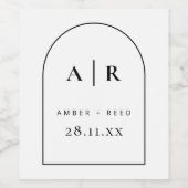 Minimale Wijnlabel zwart-wit, modern Wijn Etiket (Enkel label)