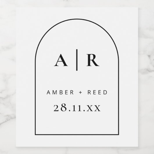 Minimale Wijnlabel zwart-wit, modern Wijn Etiket (Enkel label)