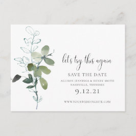 Minimale wijziging van de datum Eucalyptus bruilof Aankondigingskaart