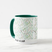 Minimale Wild Flower Elegant Christmas Green Coffe Mok (Voorkant links)