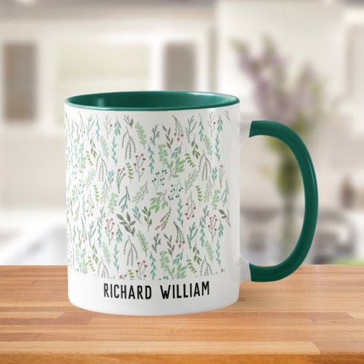 Minimale Wild Flower Elegant Christmas Green Coffe Mok
