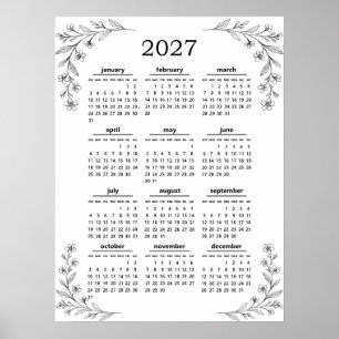 Minimale Wilde Bloem Botanische Bloemige 2027 Kale Poster