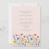 Minimale wilde bloem moderne elegantie bruiloft kaart (Voorkant)