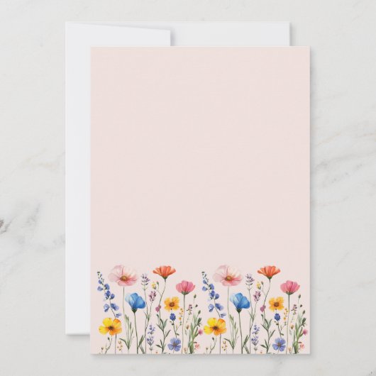 Minimale wilde bloem moderne elegantie bruiloft kaart (Achterkant)