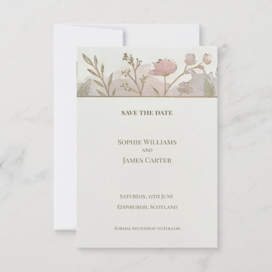 Minimale Wilde Bloem Save The Date Kaart (Voorkant)