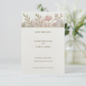 Minimale Wilde Bloem Save The Date Kaart (Staand voorkant)