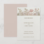 Minimale Wilde Bloem Save The Date Kaart (Voorkant / Achterkant)