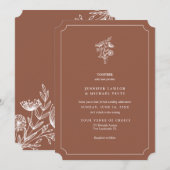 Minimale wilde bloem Verbrandde Oranje bruiloft Kaart (Voorkant / Achterkant)