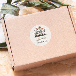 Minimale Wilde Bloem Wistful Verhaalboek Thema Ronde Sticker
