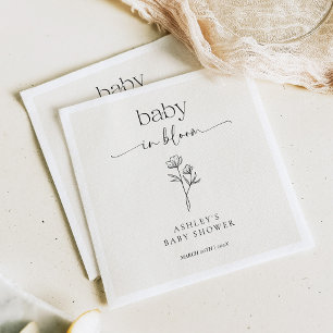 Minimale wilde bloemen baby shower uitnodiging servet