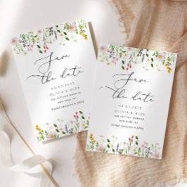 Minimale wilde bloemen, behalve de datumkaart save the date