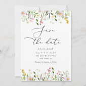 Minimale wilde bloemen, behalve de datumkaart save the date (Voorkant)