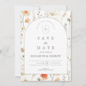 Minimale Wilde Bloemen Botanische Bruiloft Save The Date (Voorkant)