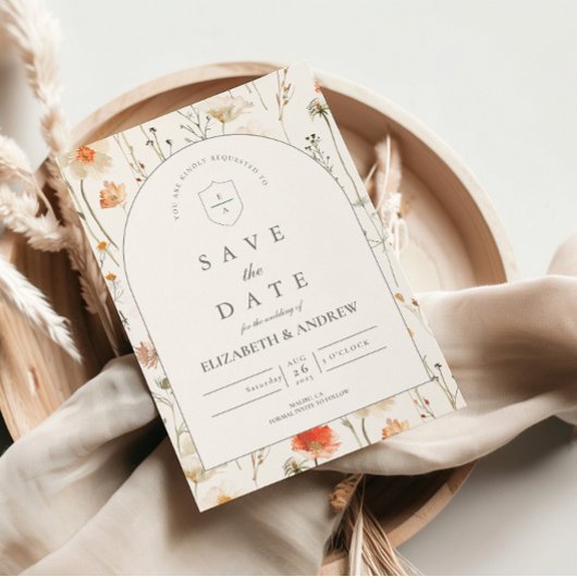 Minimale Wilde Bloemen Botanische Bruiloft Save The Date