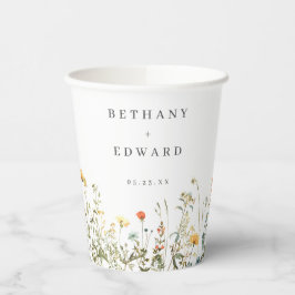 Minimale Wilde Bloemen Bruiloft Papieren Bekers