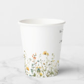 Minimale Wilde Bloemen Bruiloft Papieren Bekers (Voorkant)