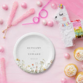 Minimale Wilde Bloemen Bruiloft Papieren Bordje (Feest)