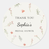 Minimale Wilde Bloemen Budget Bruidsmeisjesfeest B Ronde Sticker (Voorkant)