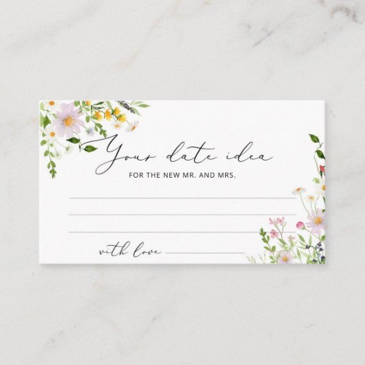 Minimale wilde bloemen Datum-nachtideeën. Datum ja Informatiekaartje (Voorkant)