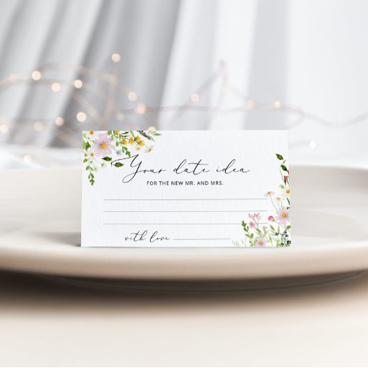 Minimale wilde bloemen Datum-nachtideeën. Datum ja Informatiekaartje