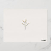 Minimale wilde bloemen Eenvoudige RSVP Real Gold Folie Uitnodiging Briefkaart (Achterkant)