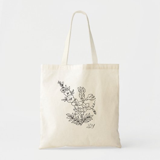 Minimale wilde bloemen, minimale Canvas tas van bo (Voorkant)