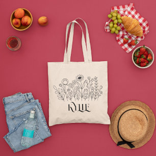 Minimale wilde bloemen, minimale Canvas tas van bo