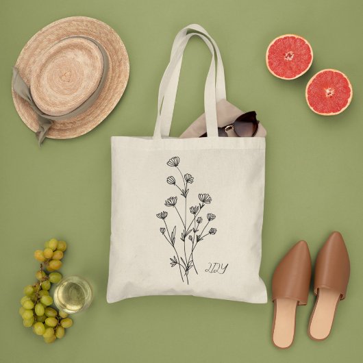Minimale wilde bloemen, minimale Canvas tas van bo