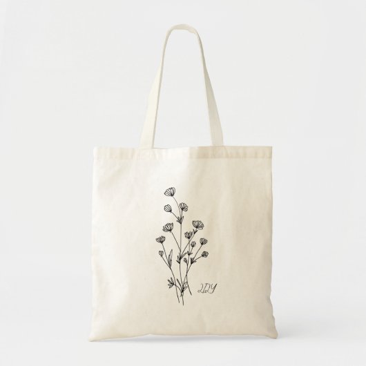 Minimale wilde bloemen, minimale Canvas tas van bo (Voorkant)