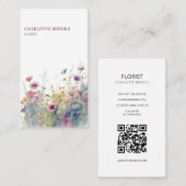 Minimale wilde bloemen Moderne Waterverf Visitekaartje (Voorkant / Achterkant)