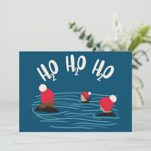Minimale wilde zwemmen met vrienden Kerstmis Feestdagenkaart (Staand voorkant)