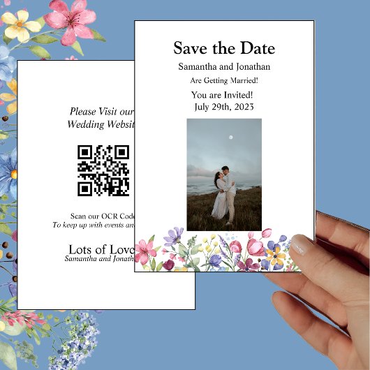 Minimale Wildflower Aangepaste foto Save the Date Kaart