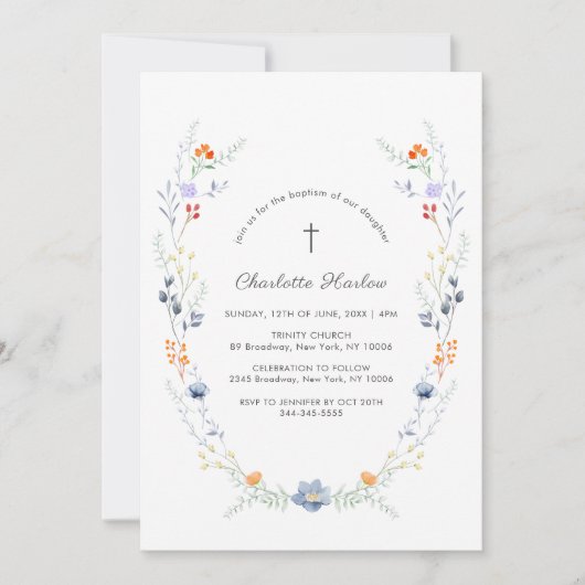 Minimale Wildflower Bloemen Kruis Dop Kaart (Voorkant)