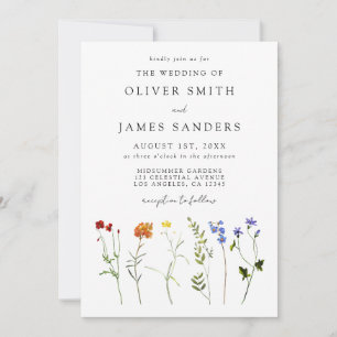 Minimale Wildflower Gay Pride QR Code Wedding Kaart
