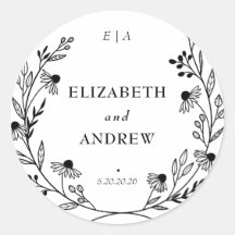 Minimale Wildflower | Krans bruiloft gunst Sticker