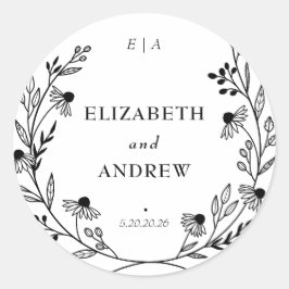 Minimale Wildflower | Krans bruiloft gunst Sticker