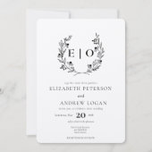 Minimale Wildflower | Krans bruiloft Kaart (Voorkant)