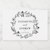 Minimale Wildflower | Krans Trouwwijn Sparkling Wijnetiket (Enkel label)